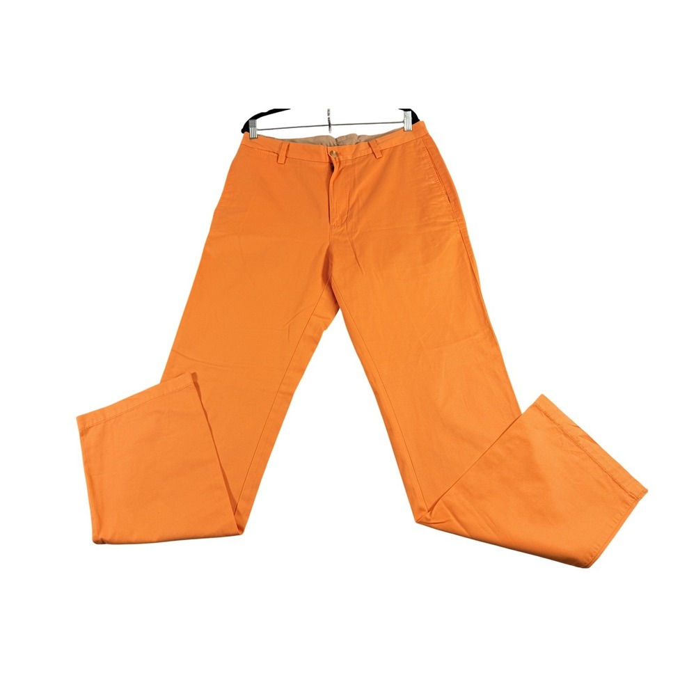 Mens Orange Straight Fit Cotton Twill Chino Pants 34W 34L